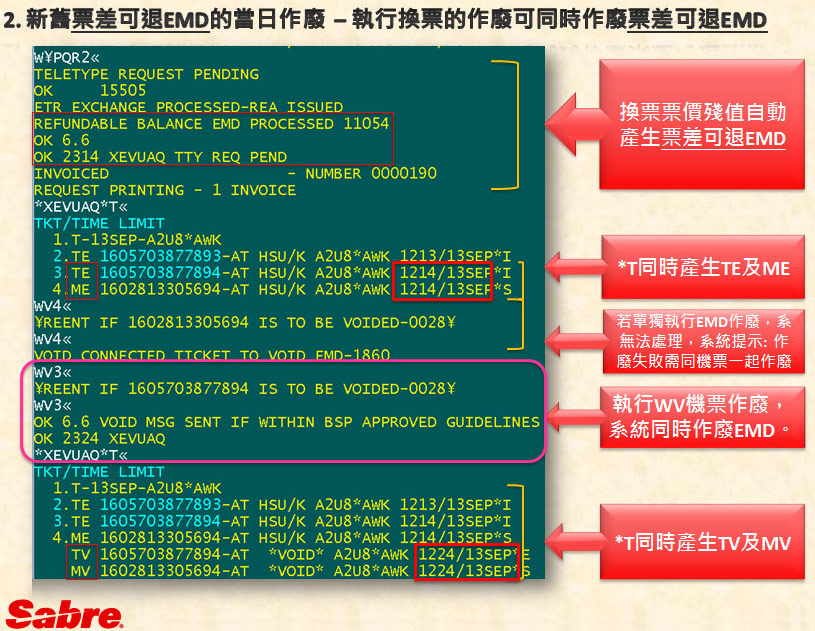 自動換票 EMD 的當日作廢